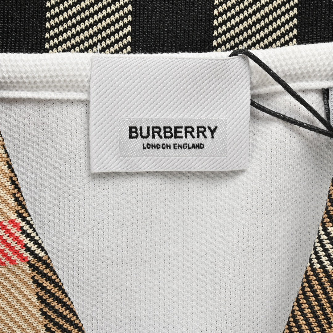 Burberry Polo Shirt with Check Collar (White)