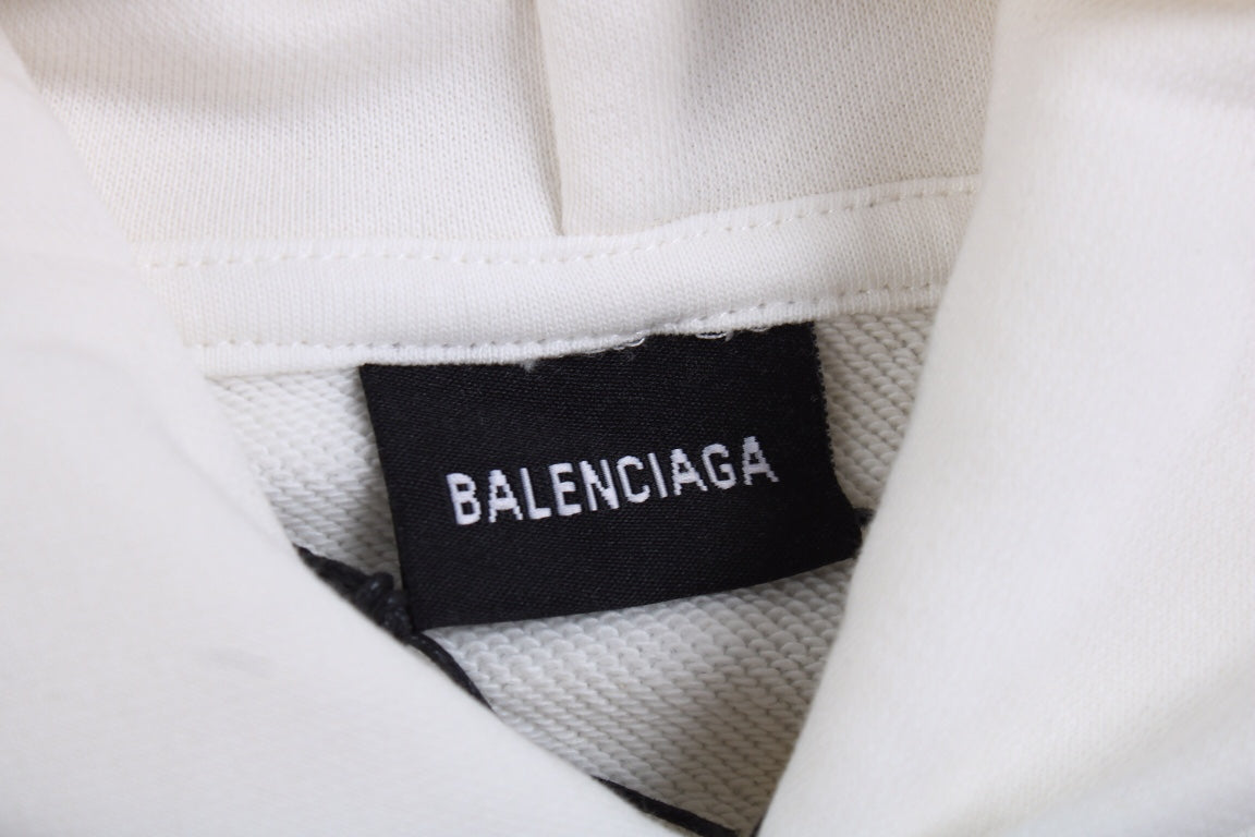 Balenciaga White Hoodie with "I Love" Graphic