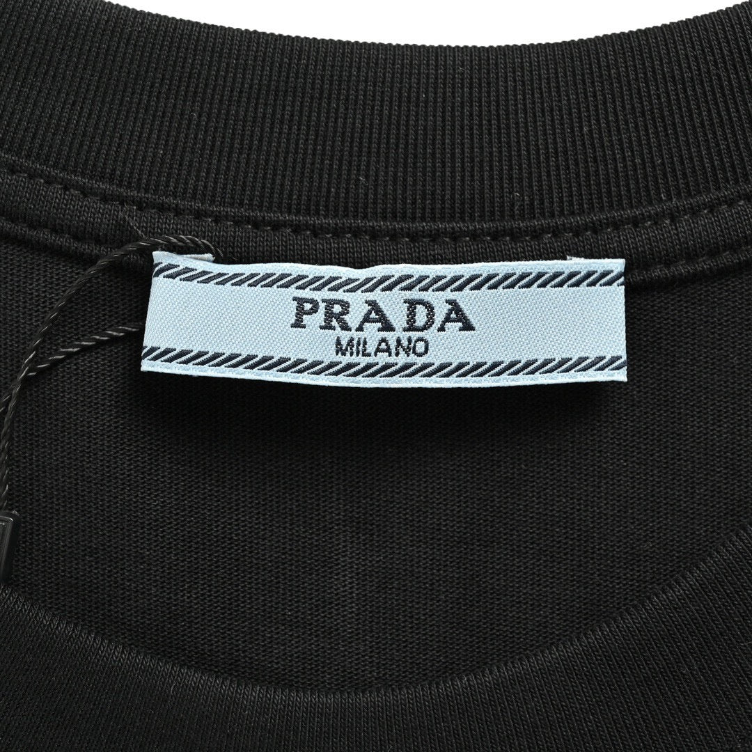 Chic Black Prada Graphic Logo T-Shirt