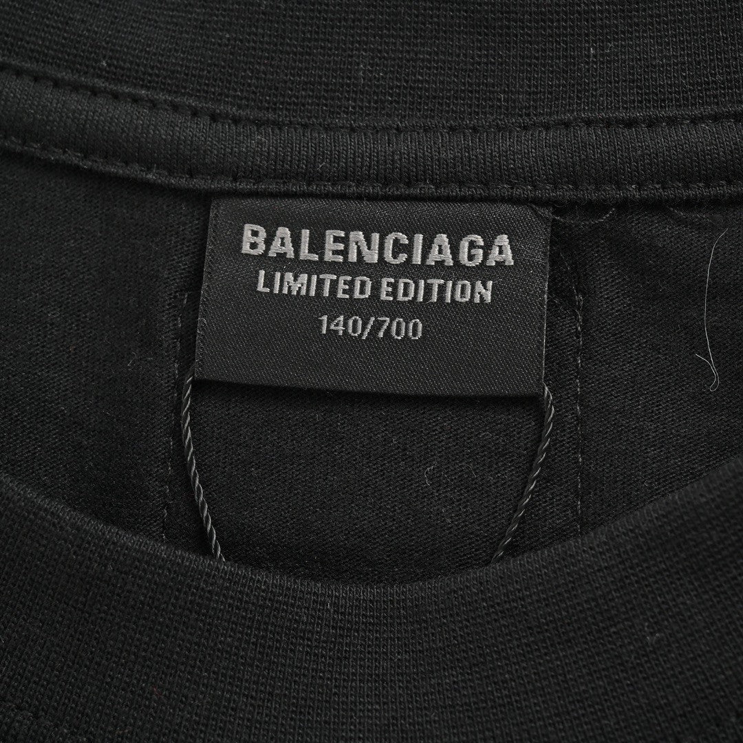 Balenciaga White Logo Graphic T-Shirt (Black)