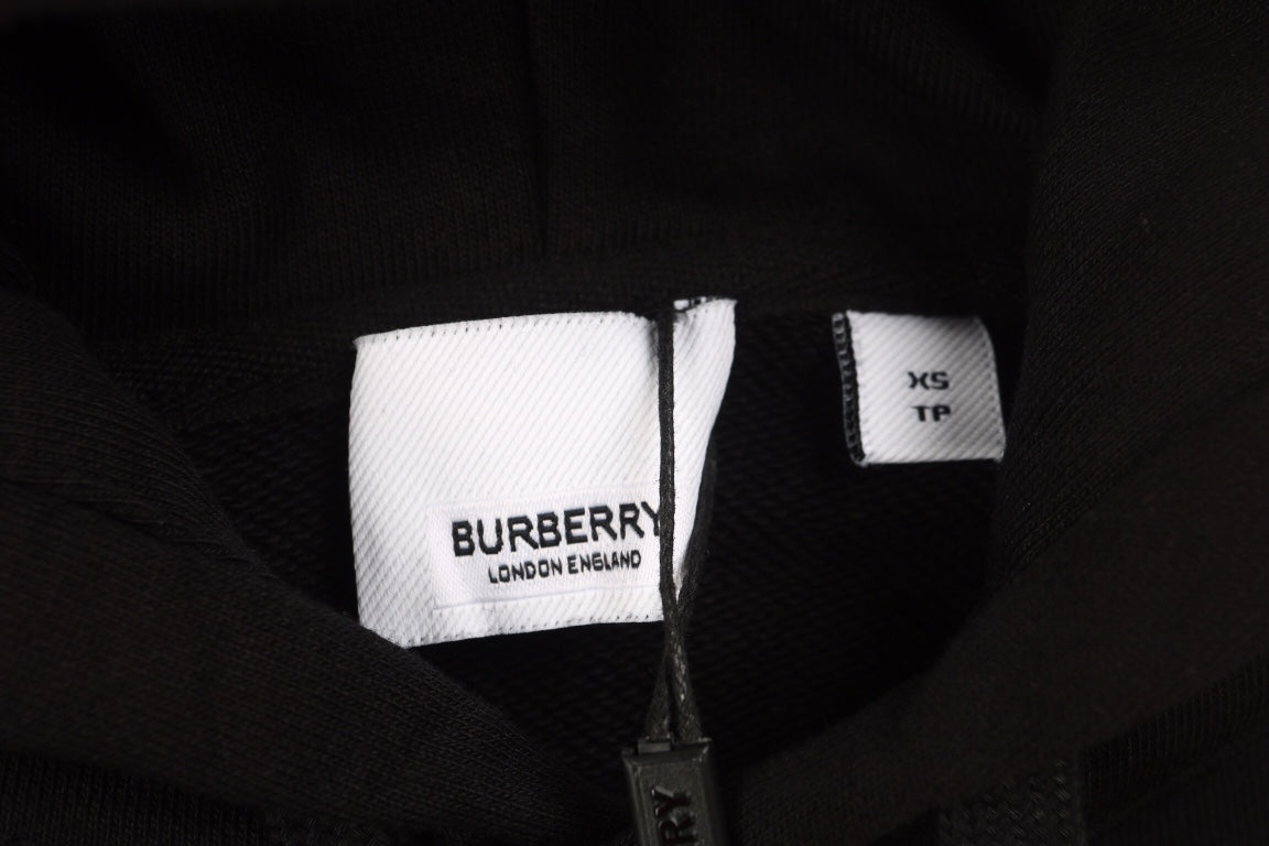 Burberry Black Hoodie with Logo Patch