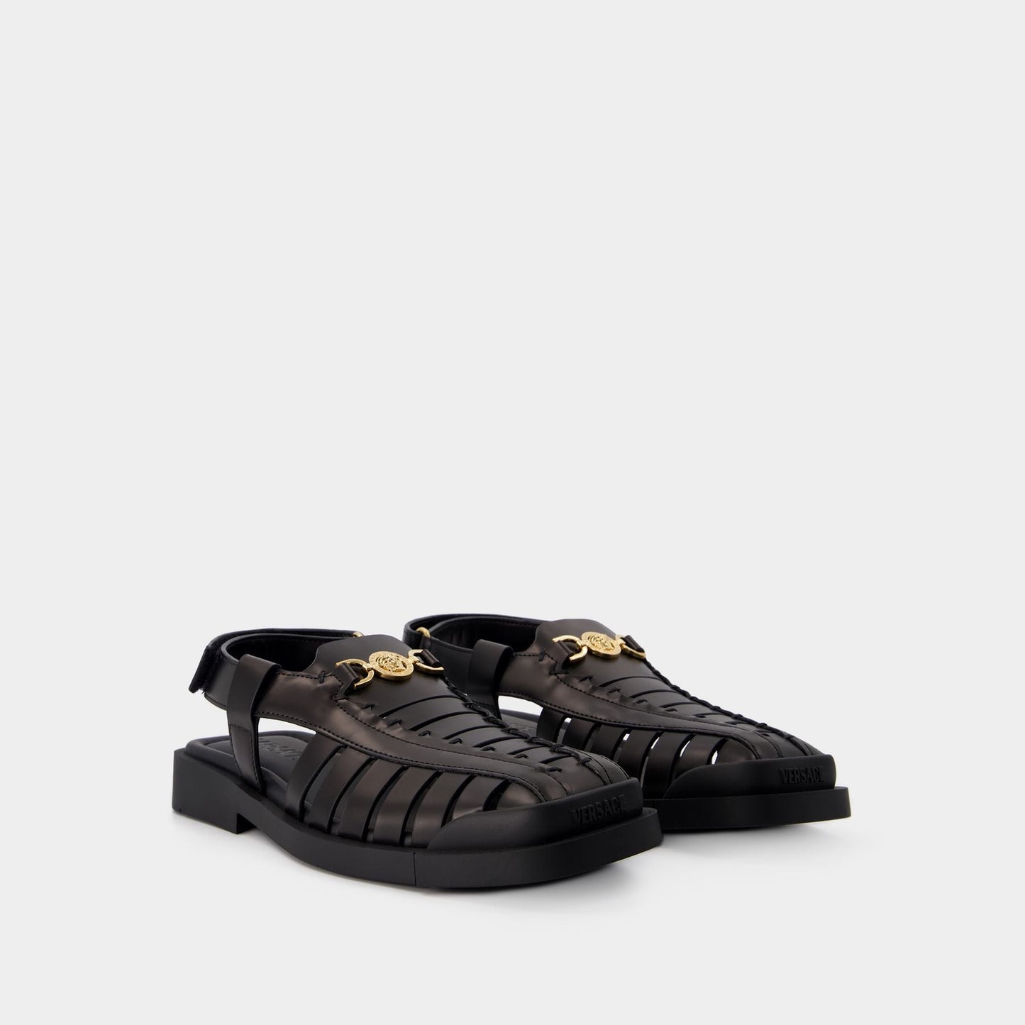 Sandals - Versace - Leather - Black