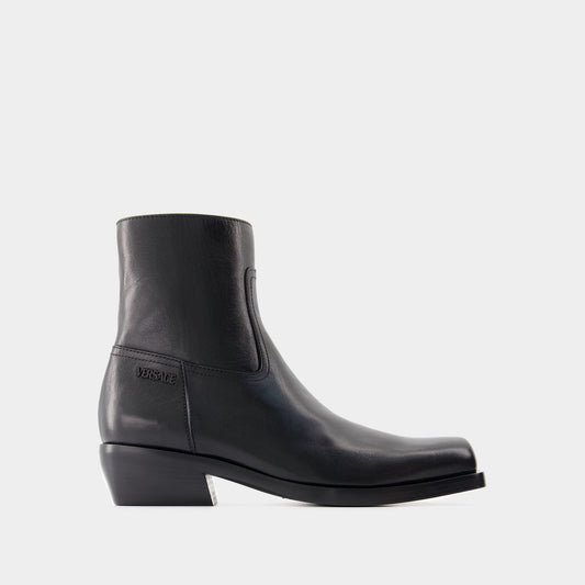 Luciano Ankle Boots - Versace - Leather - Black