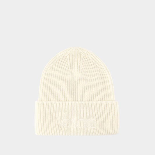 Embroidery Versace 1978 Re Ed. Logo Beanie - Versace - Cotton - Beige