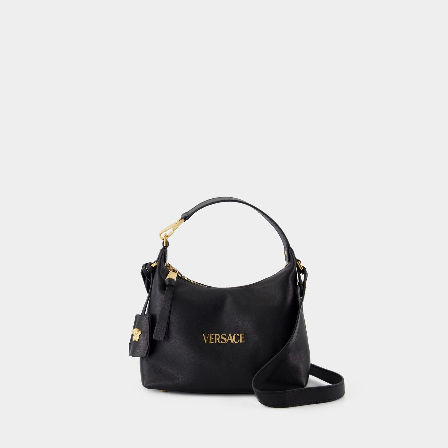 Hobo Shoulder Bag - Versace - Leather - Black