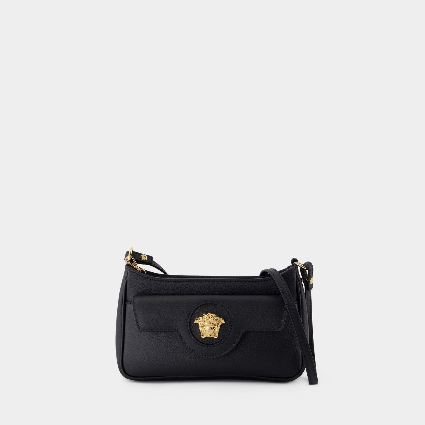 Mini Vitello Shoulder Bag - Versace - Leather - Black