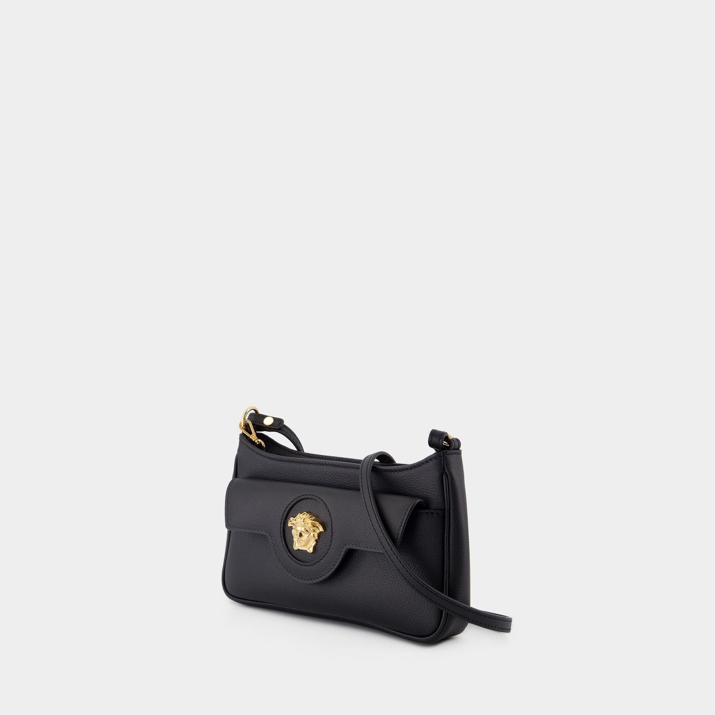 Mini Vitello Shoulder Bag - Versace - Leather - Black