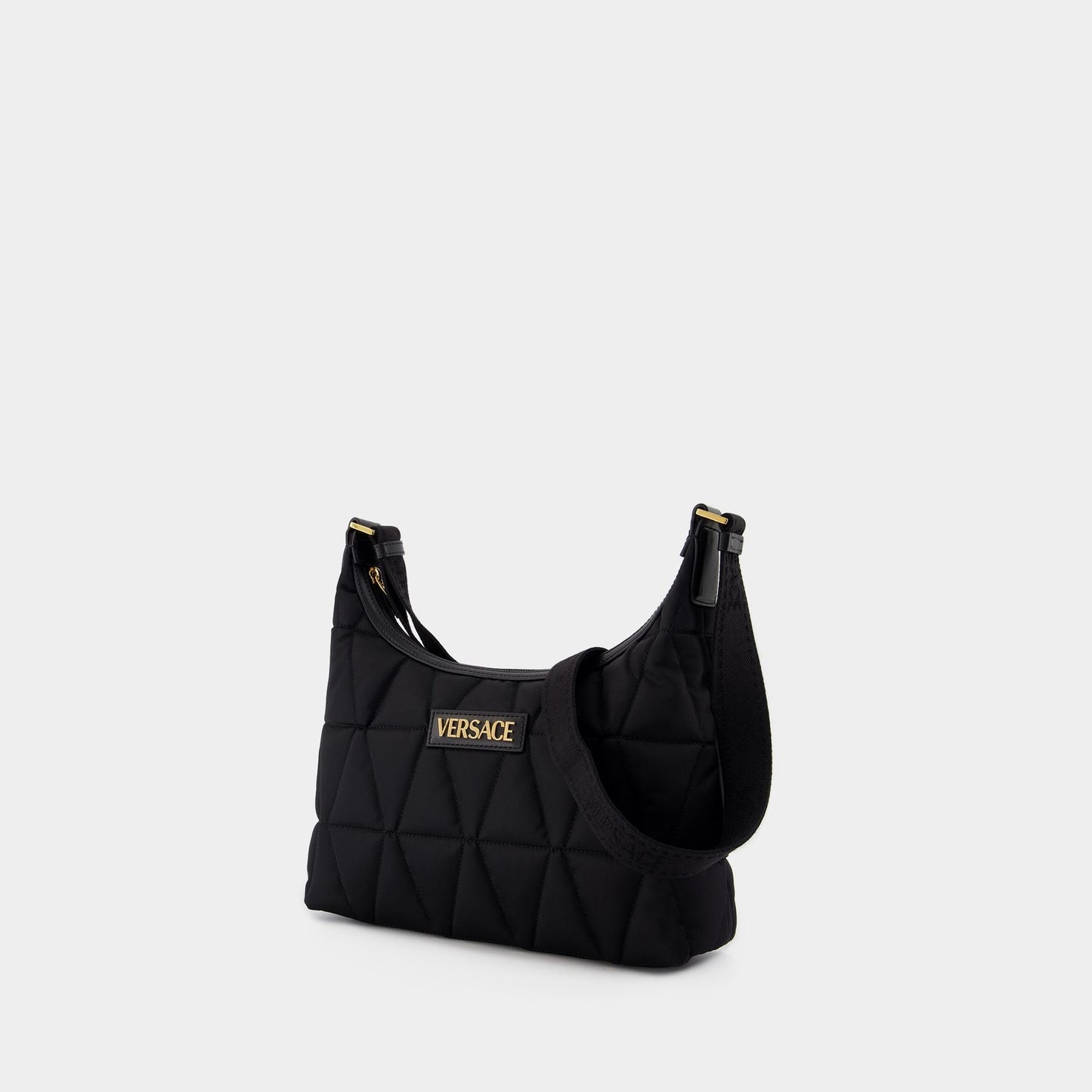 Hobo Shoulder Bag - Versace - Nylon - Black