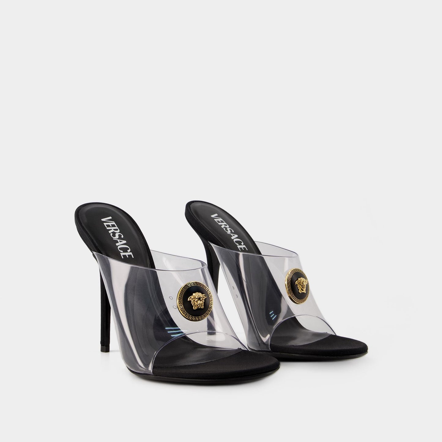 Evening Slides - Versace - Fabric - Transparent/Black