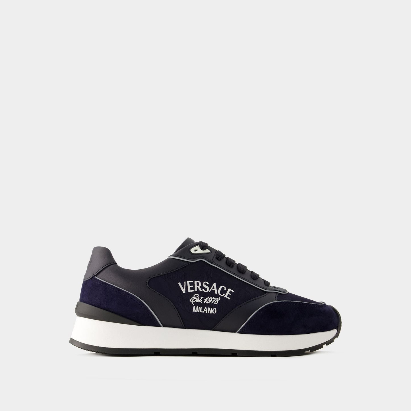 New Runner Sneakers - Versace - Leather - Blue Navy