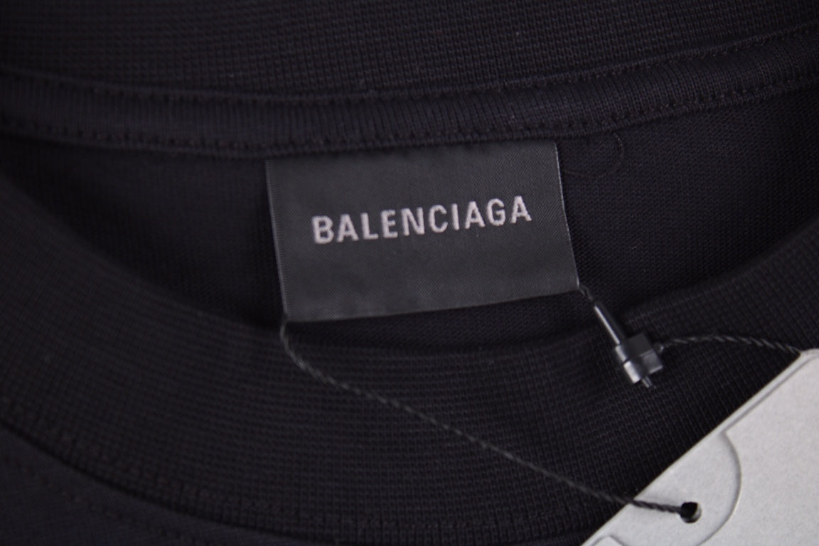 BALENCIAGA DISTRESSED LOGO T-SHIRT BLACK