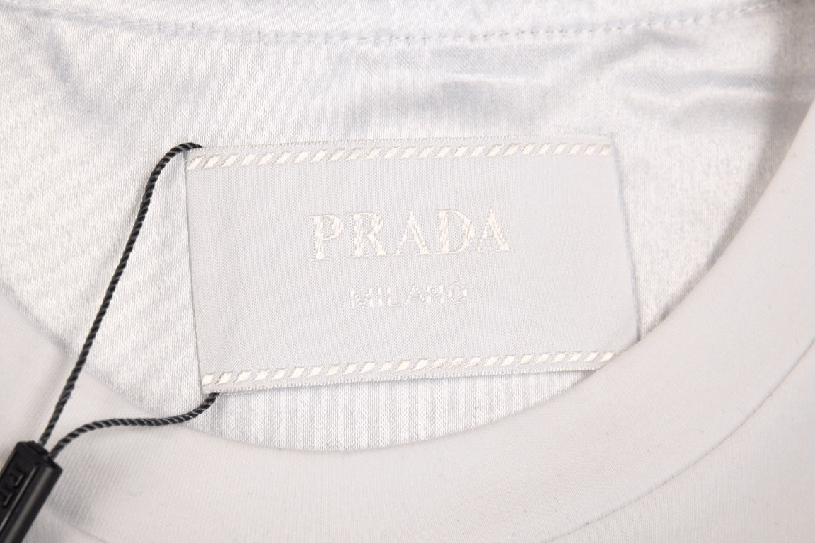 Chic White Prada Logo Tee