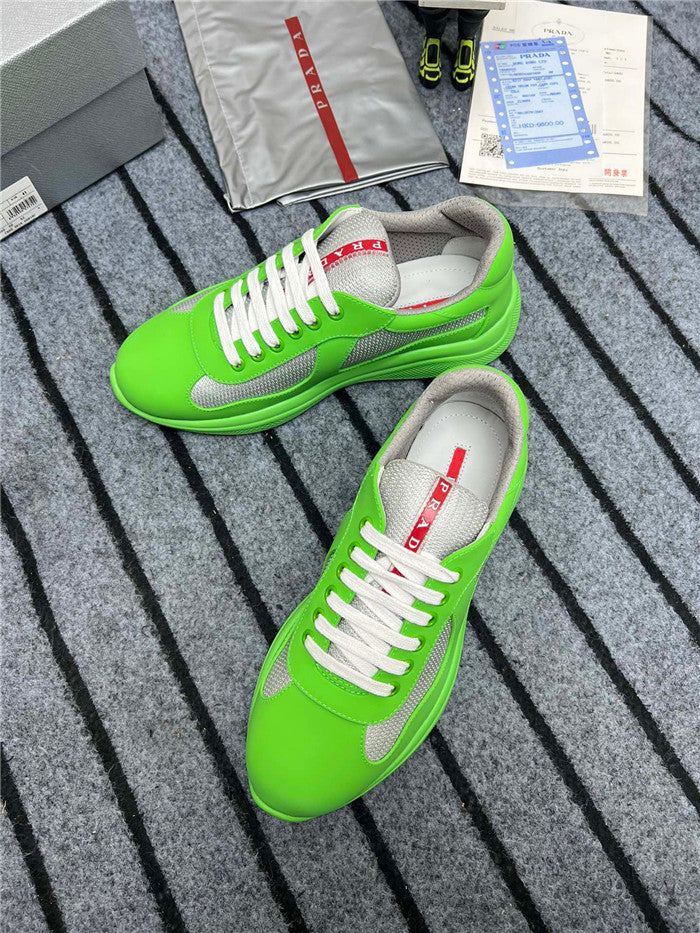 Stylish PRADA America's Cup Soft Rubber Sneakers in Apple Green and Silver