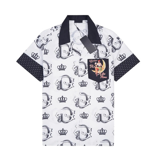 DOLCE & GABBANA || DG Logo Marina-Print Polo Shirt