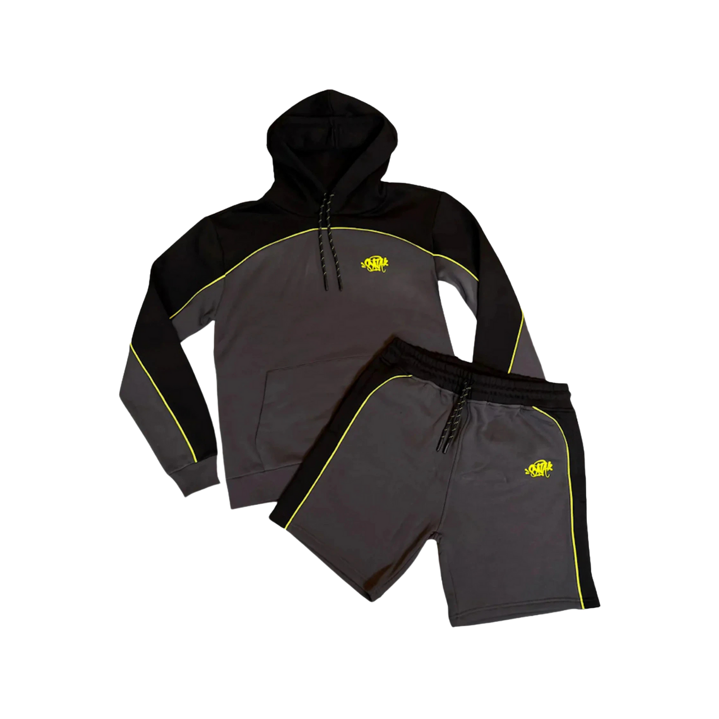 SYNA WORLD PIPE HOOD AND SHORT SET - GREY / BLACK / YELLOW