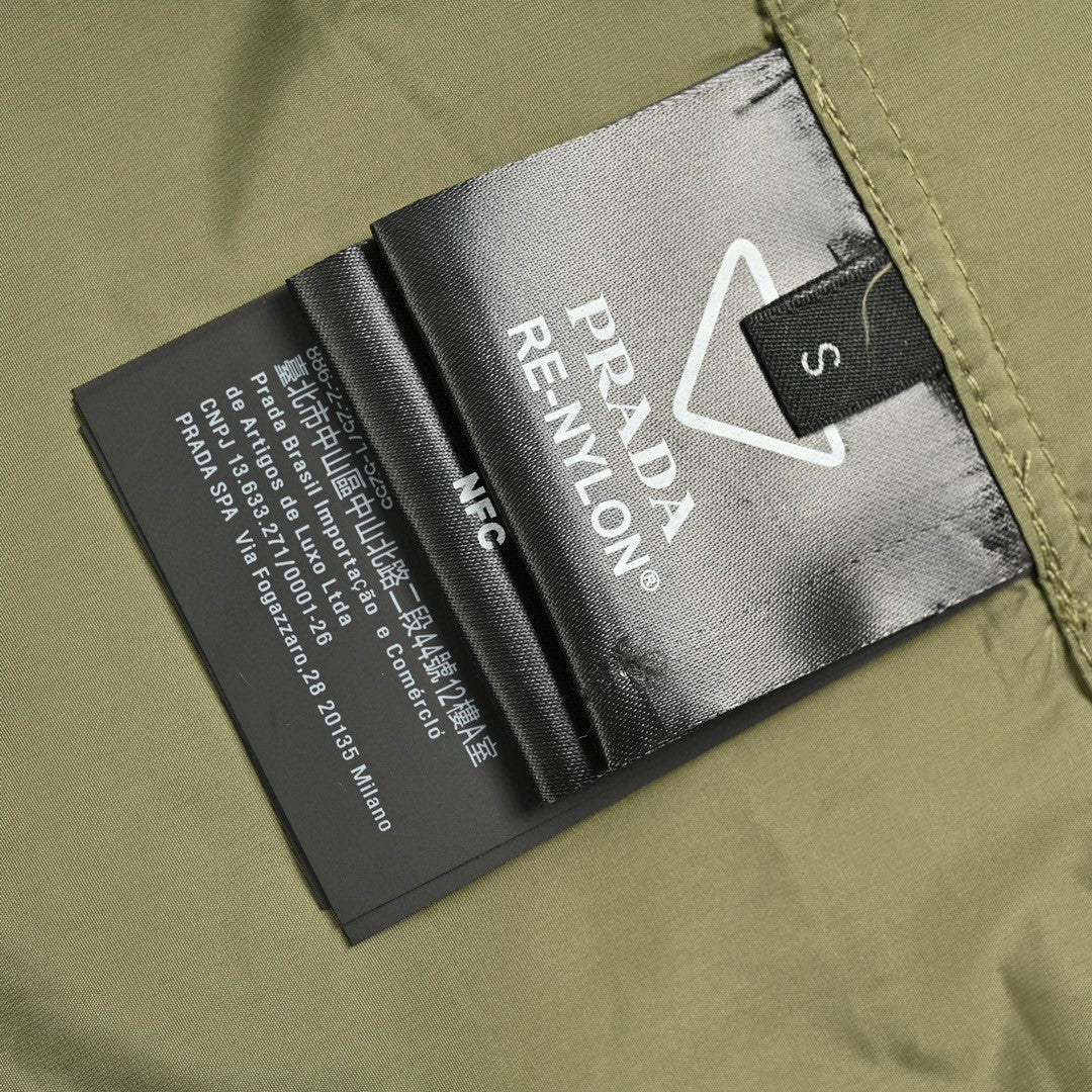 Chic Olive Green Short-Sleeve Jacket by Prada