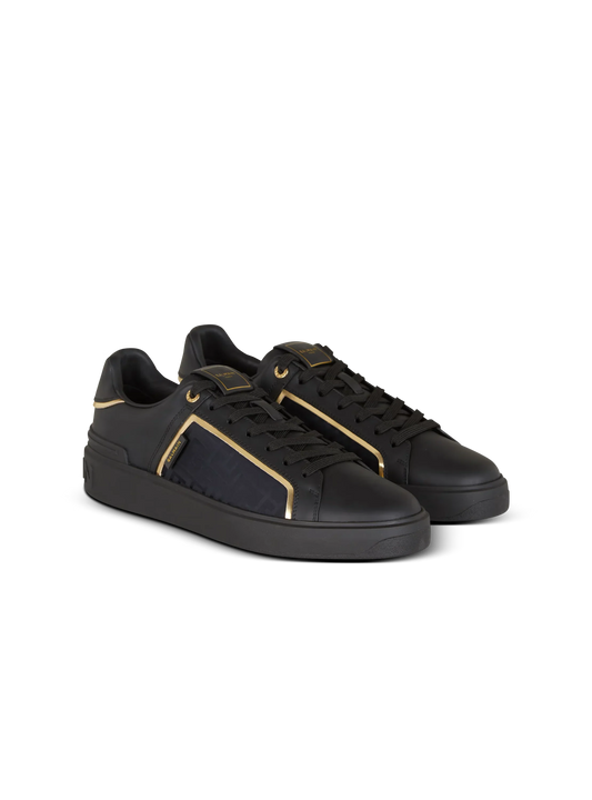 BALMAIN || B-Court Monogrammed Nylon And Leather Sneakers