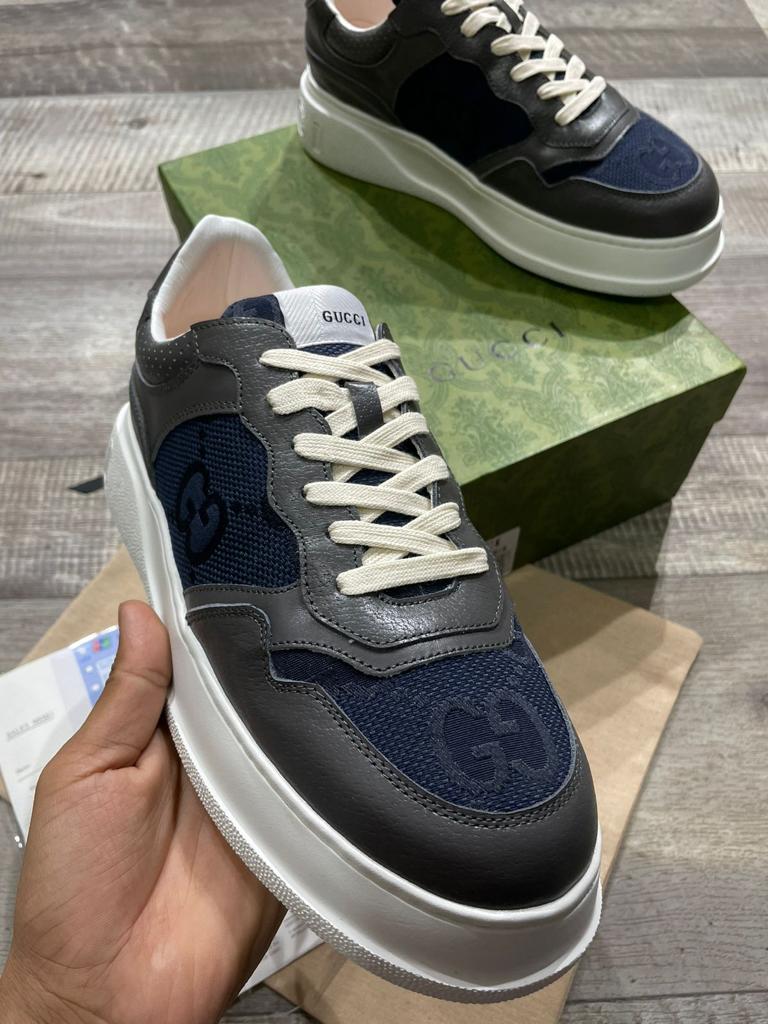 GUCCI || CHUNKY B GG SNEAKER-GREY/BLUE