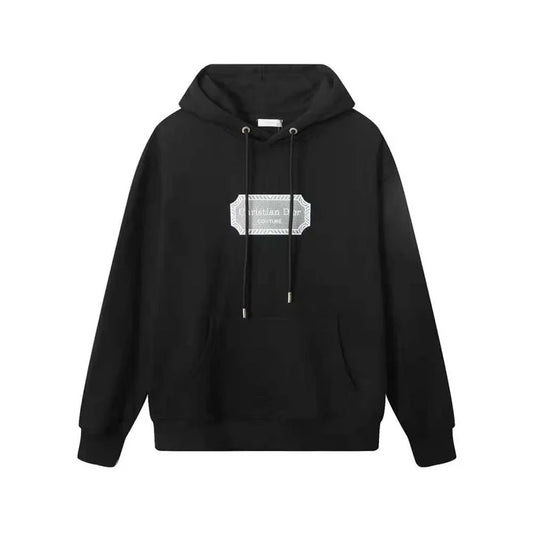 CHRISTIAN DIOR || Couture Hooded Sweatshirt Black Cotton Fleece