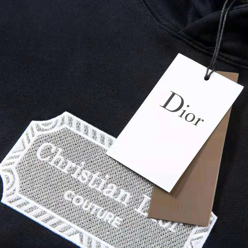 CHRISTIAN DIOR || Couture Hooded Sweatshirt Black Cotton Fleece