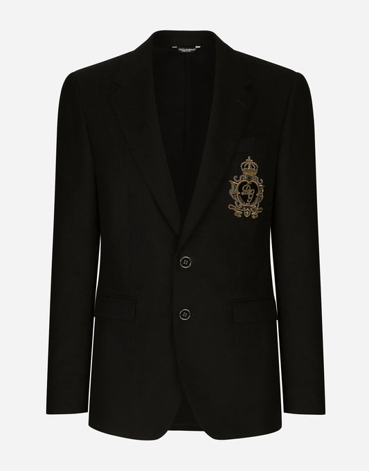 DOLCE & GABBANA || Single-Breasted Wool And Cashmere Jacket With DG Patch Logo