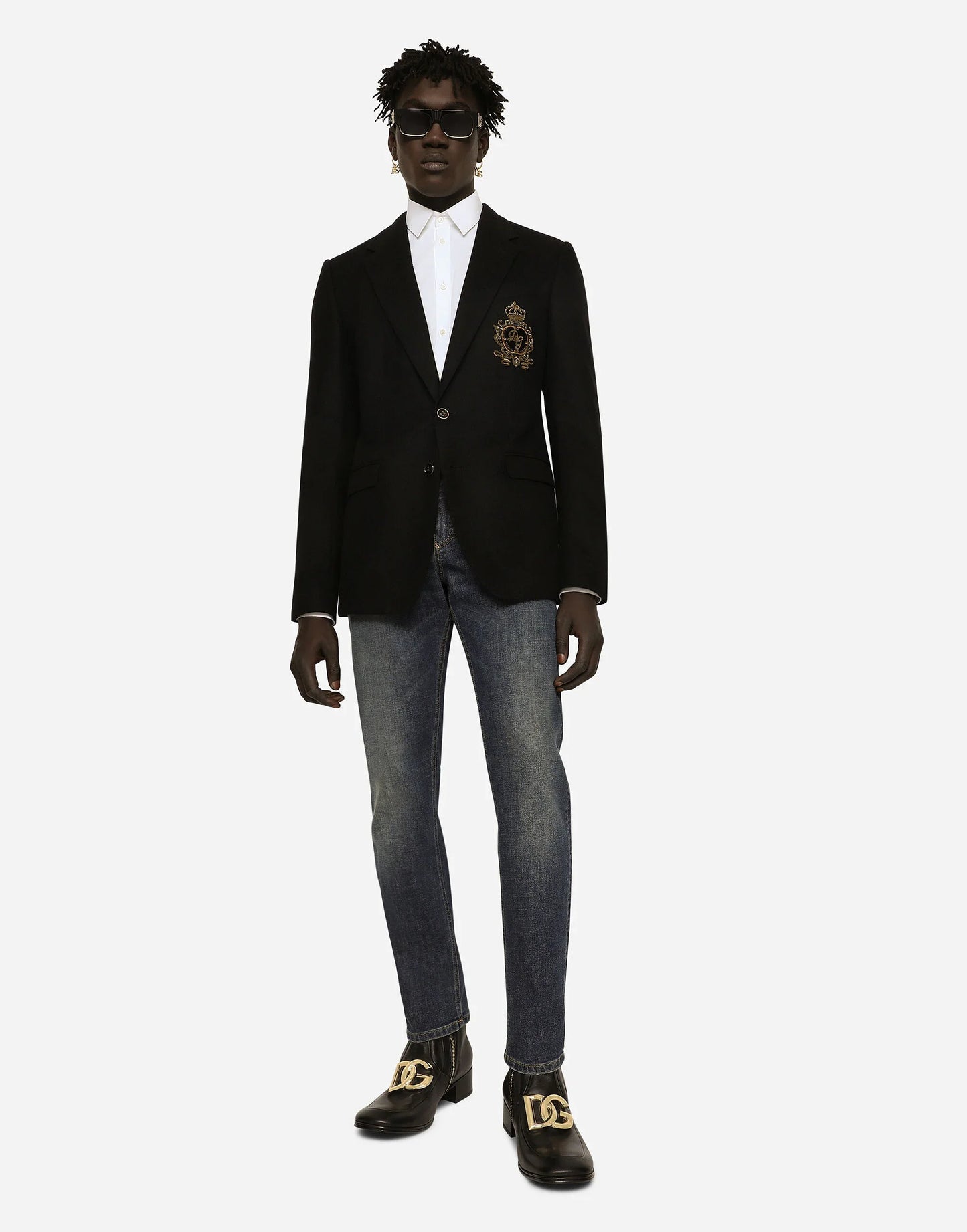 DOLCE & GABBANA || Single-Breasted Wool And Cashmere Jacket With DG Patch Logo