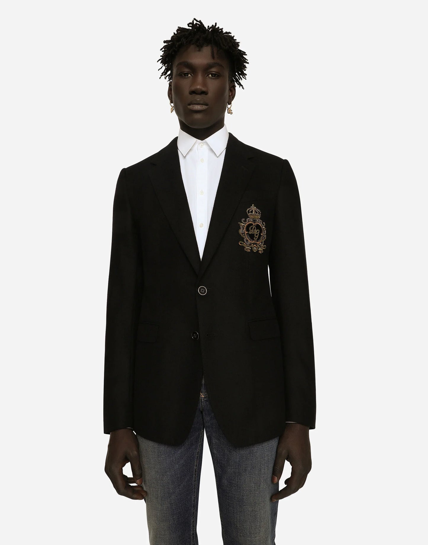 DOLCE & GABBANA || Single-Breasted Wool And Cashmere Jacket With DG Patch Logo