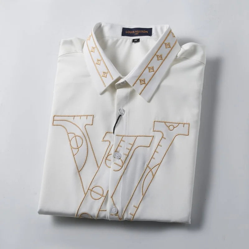 LOUIS VUITTON || High-End Letter-Printed Shirt Men's Fashion Long-Sleeved Shirt