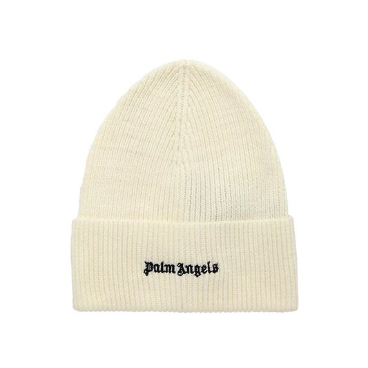 Palm Angels Logo Knit Beanie Bianco