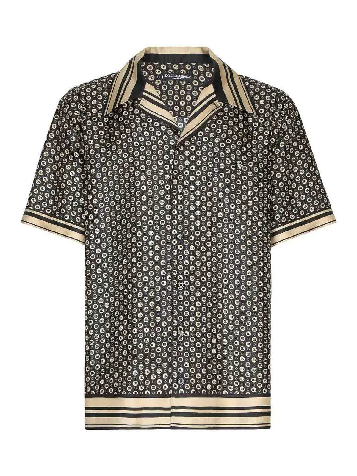 DOLCE & GABBANA || Beige Silk Short Sleeve Shirt