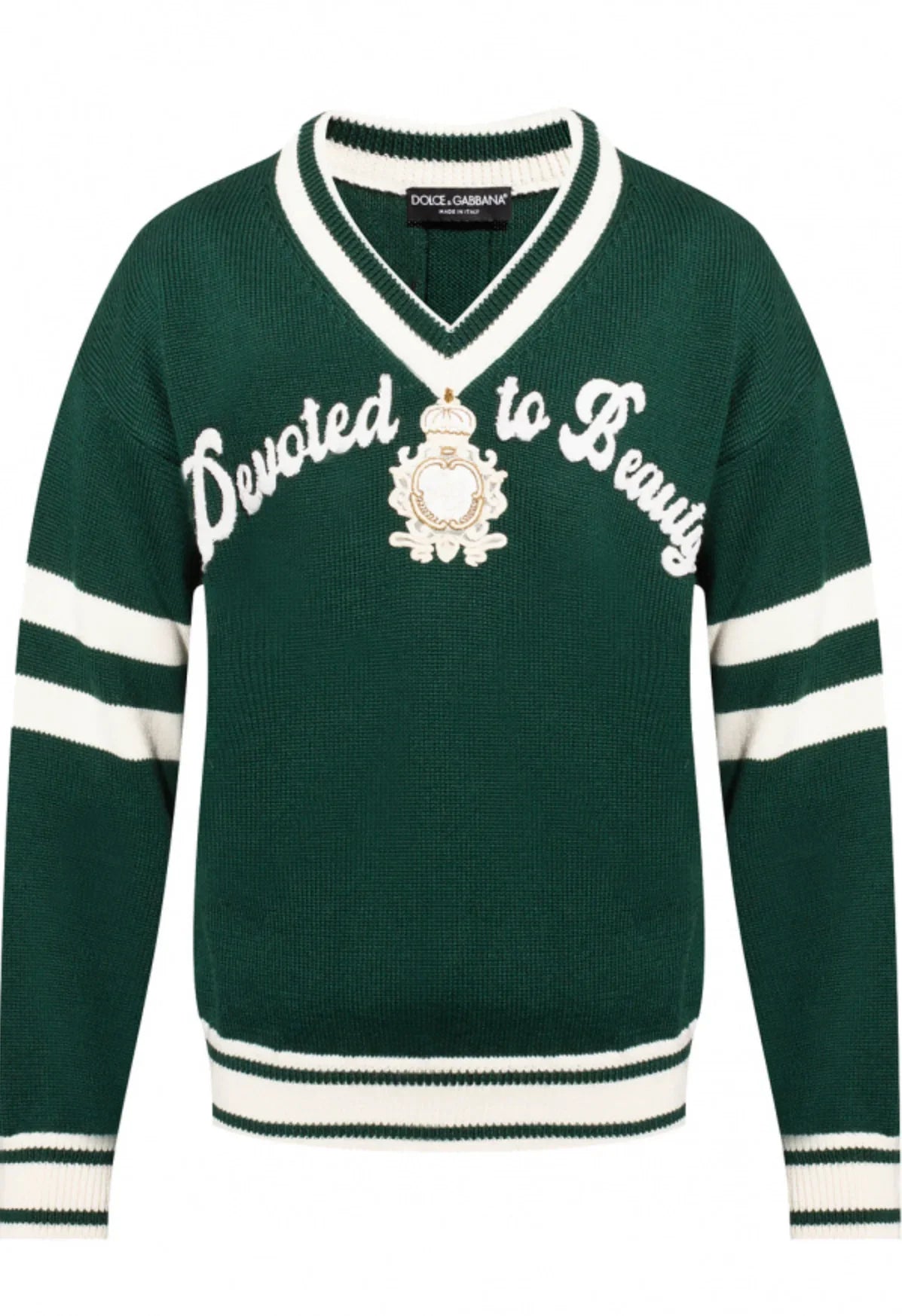 DOLCE & GABBANA || GREEN Logo-Appliquéd Sweater