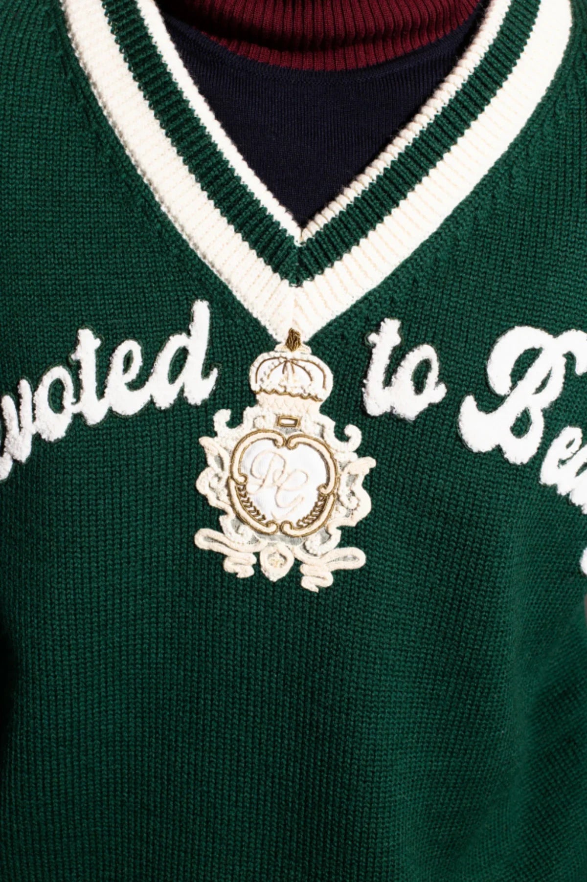 DOLCE & GABBANA || GREEN Logo-Appliquéd Sweater