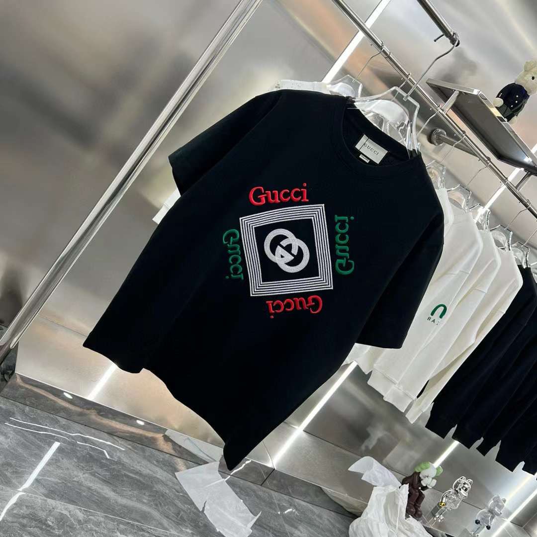 GUCCI DROP SHOULDER COTTON JERSEY PRINTED T-SHIRT