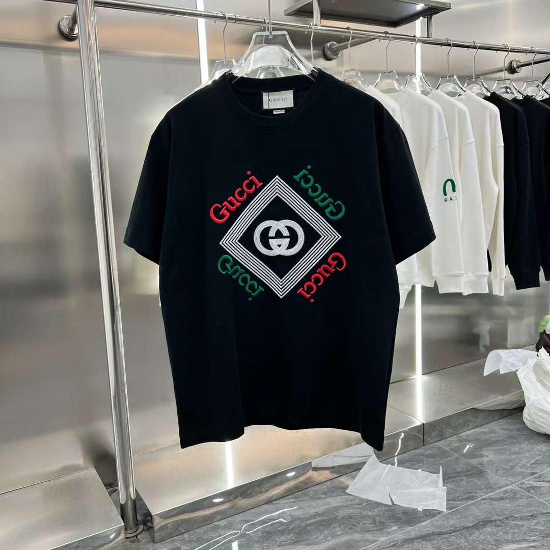 GUCCI DROP SHOULDER COTTON JERSEY PRINTED T-SHIRT