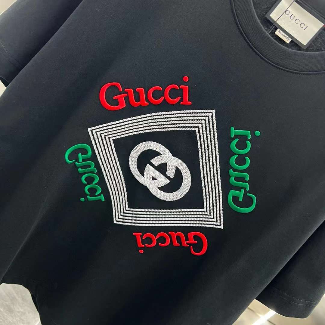 GUCCI DROP SHOULDER COTTON JERSEY PRINTED T-SHIRT