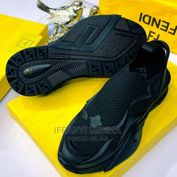 Fendi Flow Black Mesh Running Sneakers