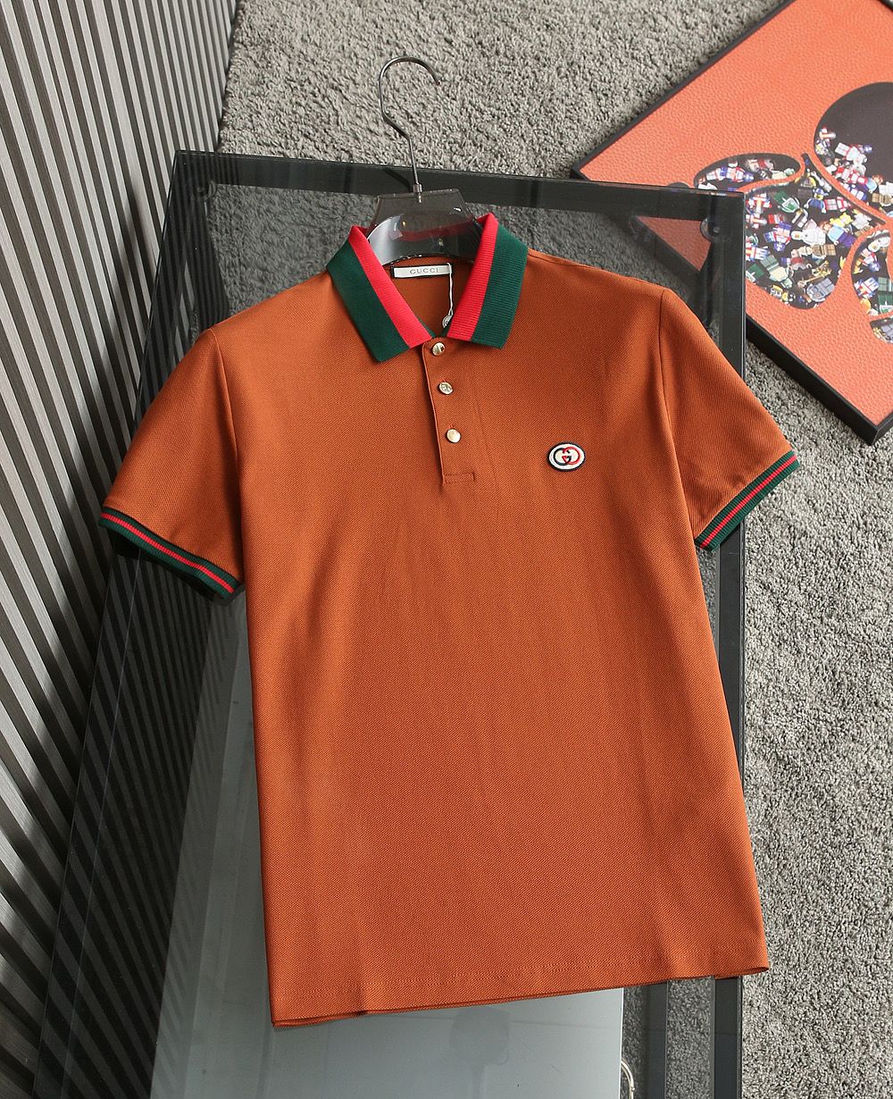 GUCCI || Red and Black Collar Polo T-Shirts: Luxury Meets Boldness in Style