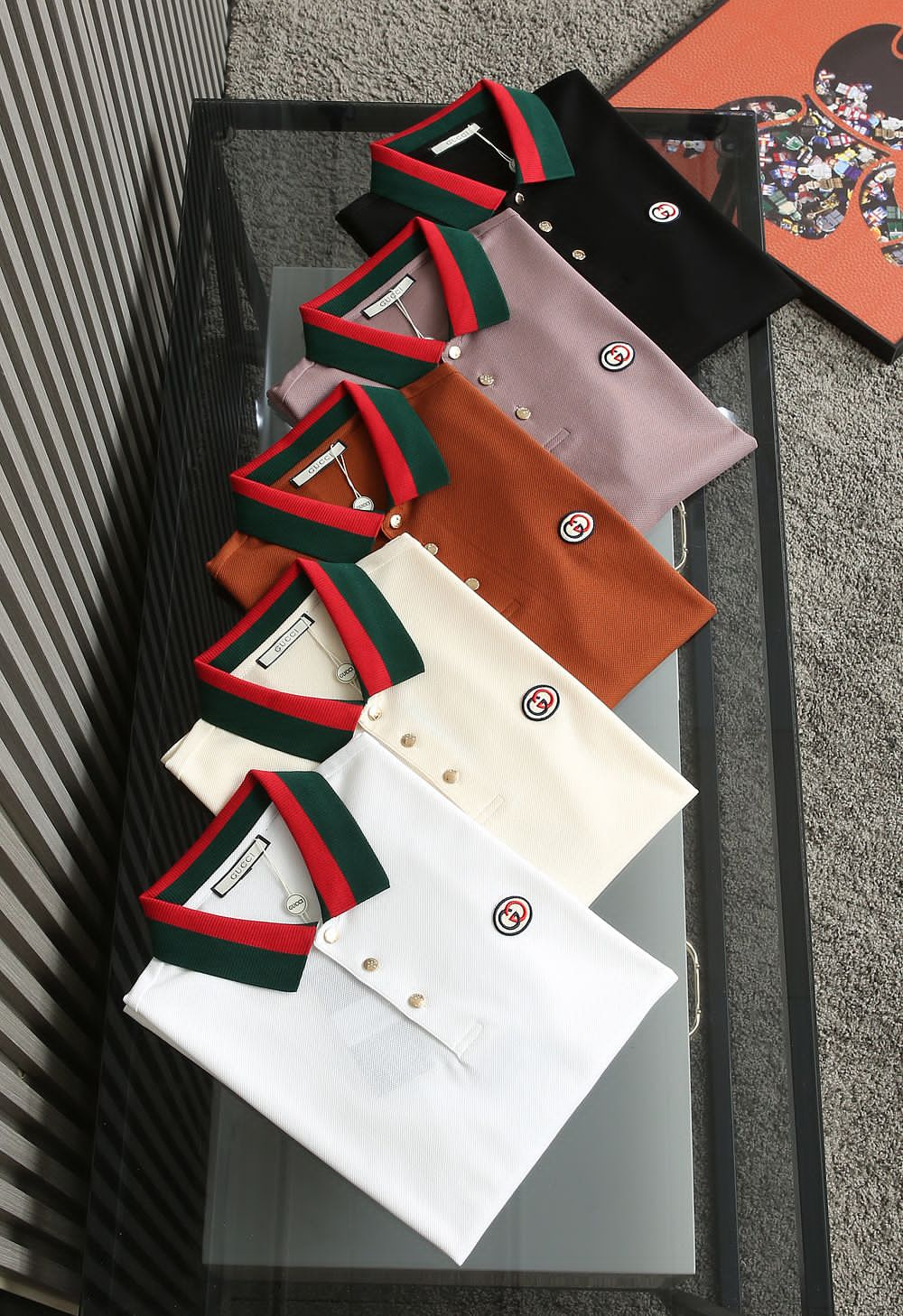 GUCCI || Red and Black Collar Polo T-Shirts: Luxury Meets Boldness in Style