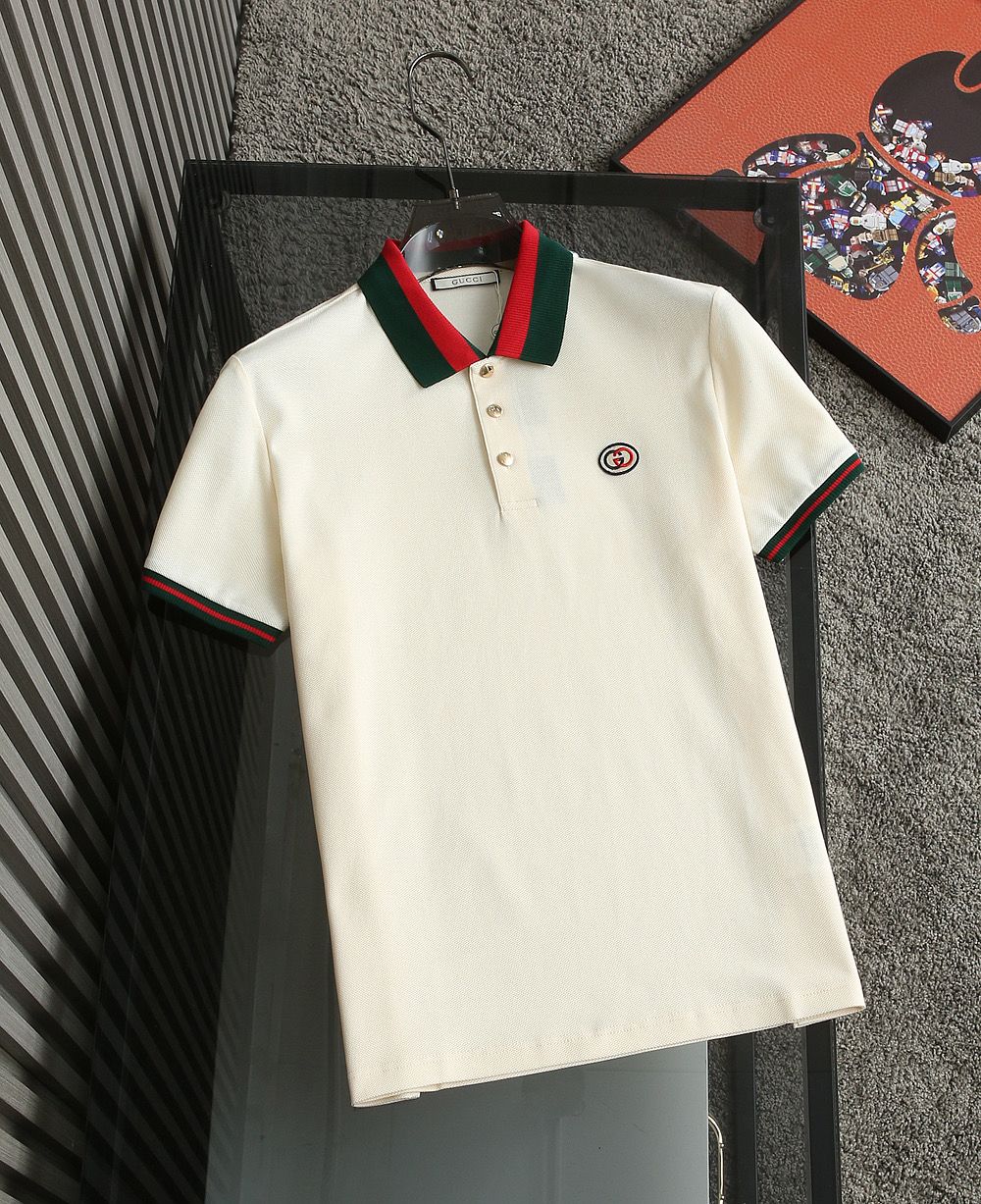 GUCCI || Red and Black Collar Polo T-Shirts: Luxury Meets Boldness in Style