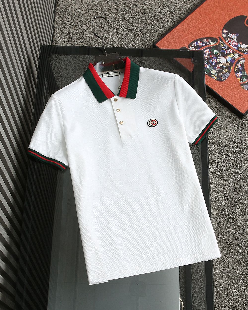 GUCCI || Red and Black Collar Polo T-Shirts: Luxury Meets Boldness in Style