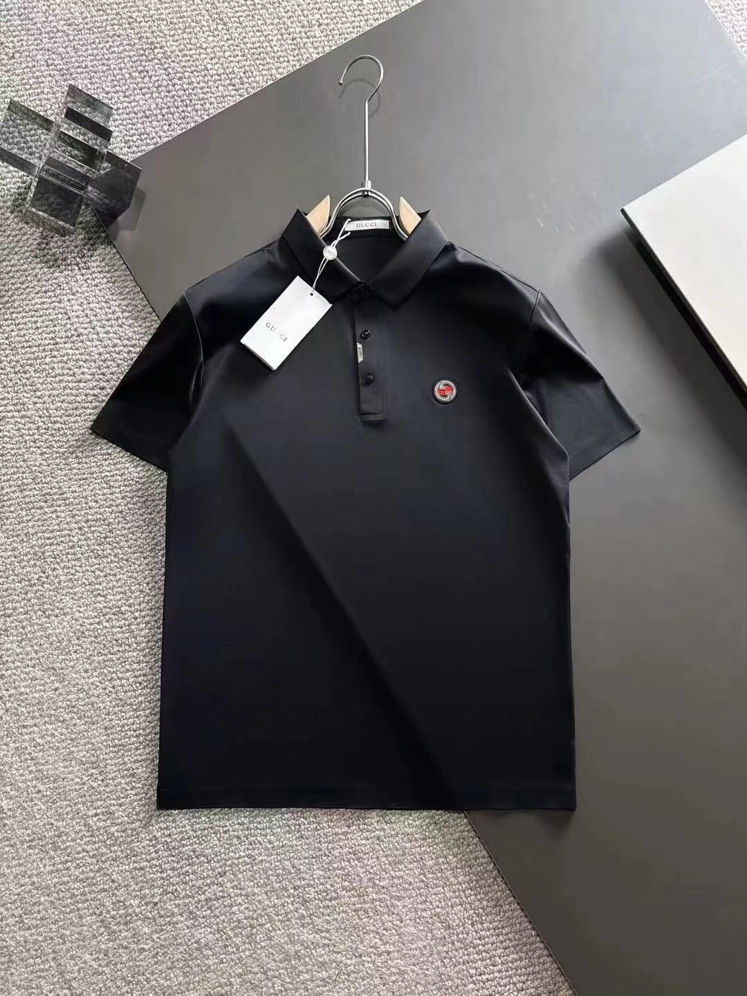 GUCCI || Logo-Patch Cotton Polo Shirt