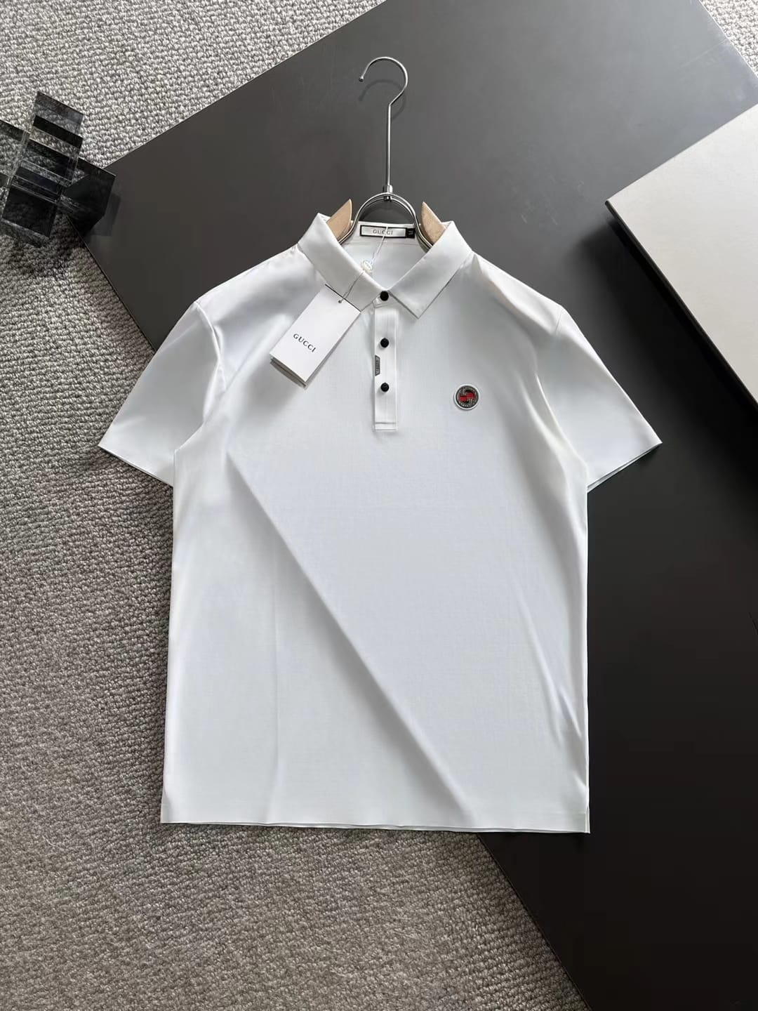 GUCCI || Logo-Patch Cotton Polo Shirt