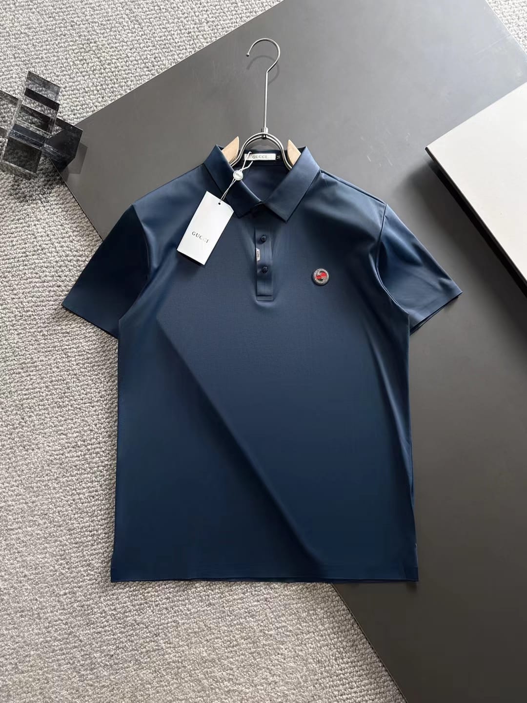 GUCCI || Logo-Patch Cotton Polo Shirt