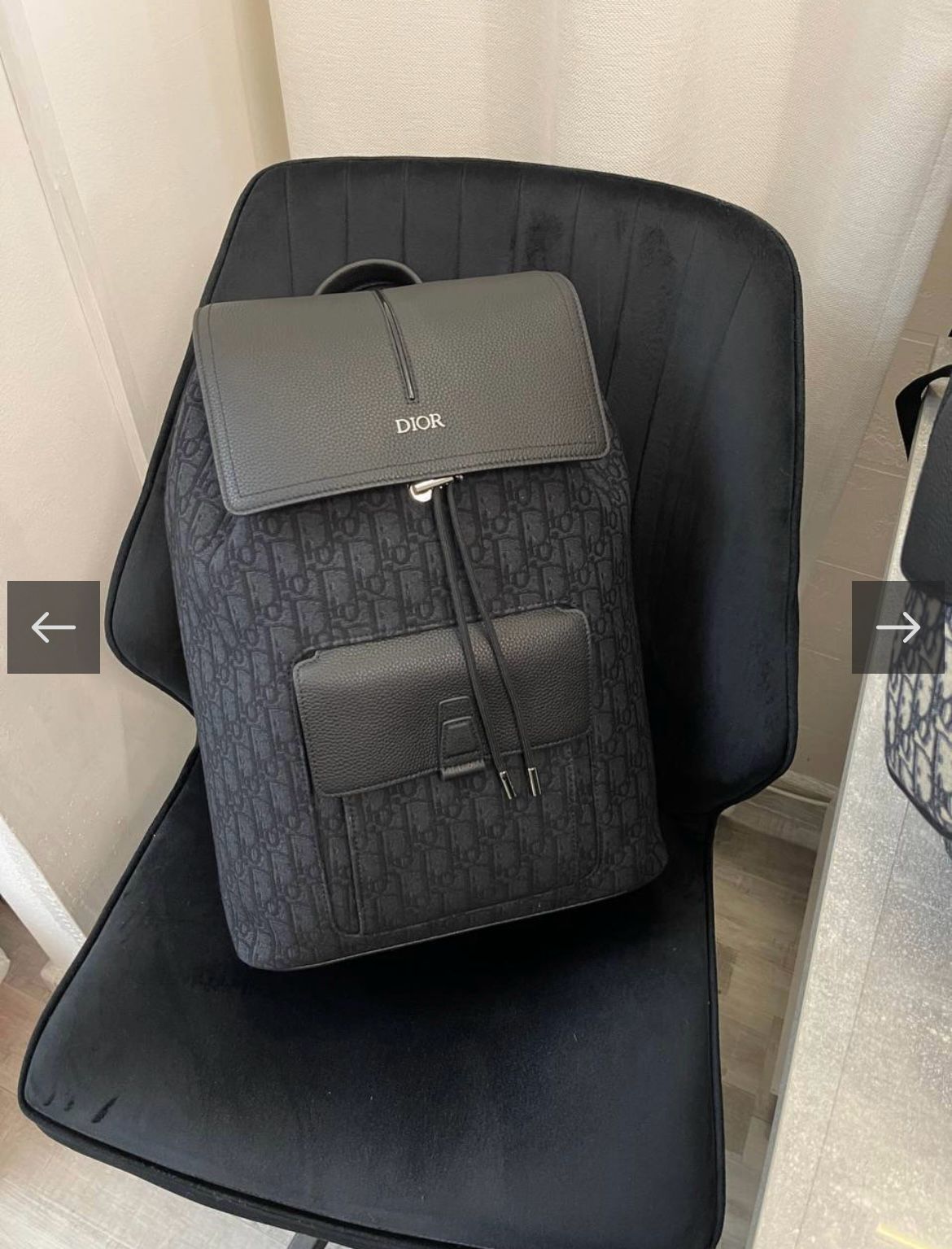 Dior Men Motion CHRISTIAN DIOR || Backpack Black Dior Oblique Mirage Technical Fabric and Grained Calfskin