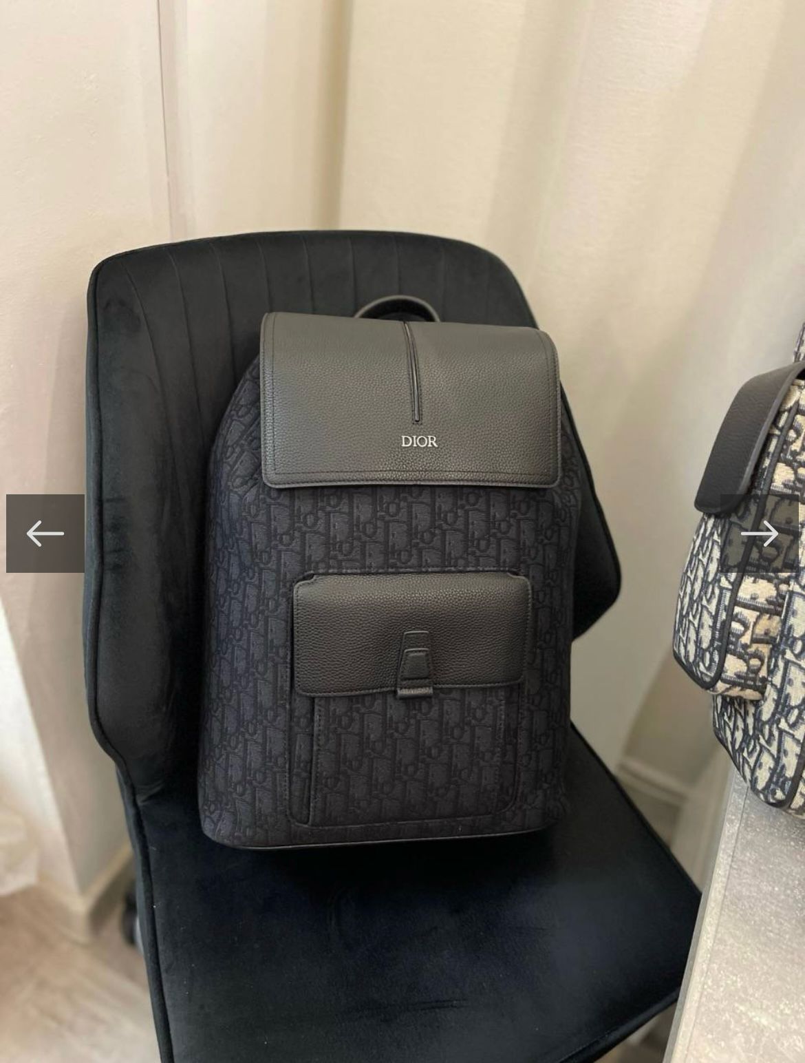 Dior Men Motion CHRISTIAN DIOR || Backpack Black Dior Oblique Mirage Technical Fabric and Grained Calfskin