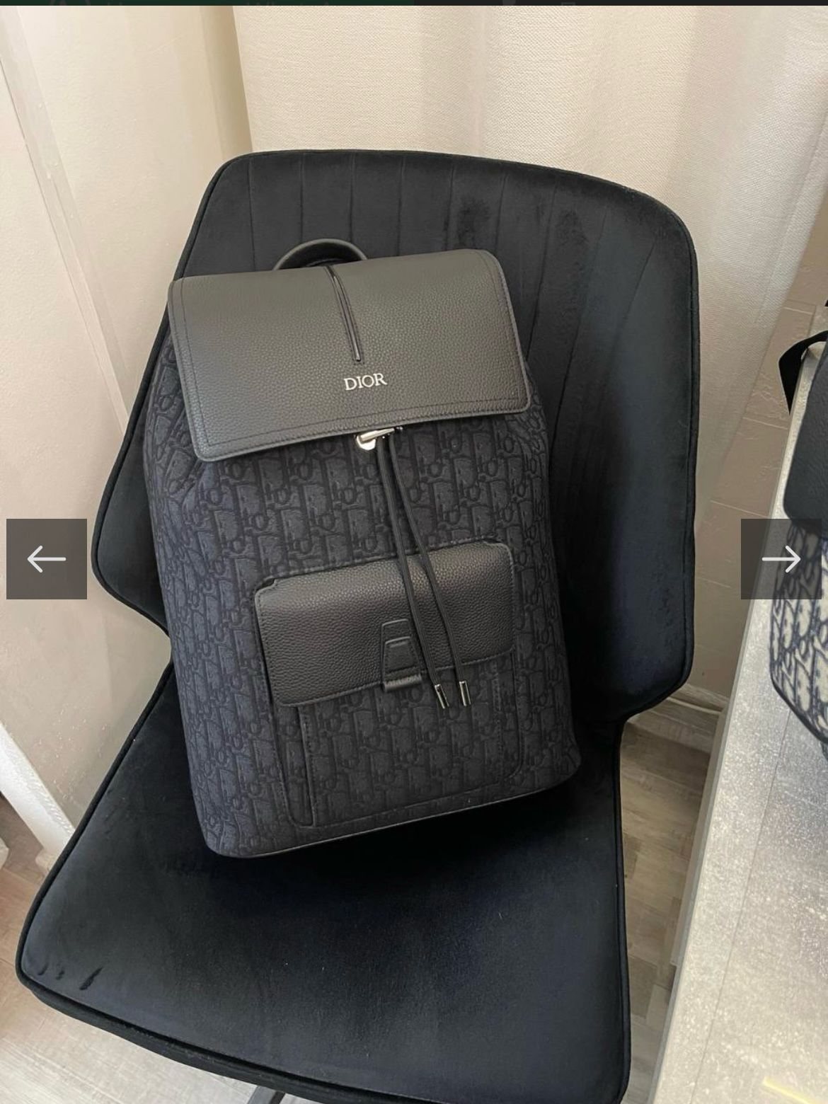 Dior Men Motion CHRISTIAN DIOR || Backpack Black Dior Oblique Mirage Technical Fabric and Grained Calfskin