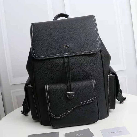 CHRISTIAN DIOR || Saddle Backpack Black Dior Oblique Jacquard and Grained Calfskin