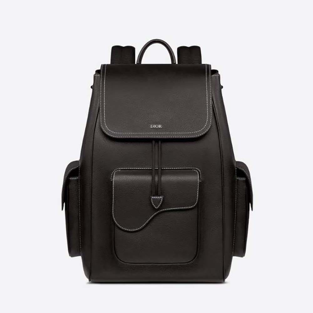 CHRISTIAN DIOR || Saddle Backpack Black Dior Oblique Jacquard and Grained Calfskin