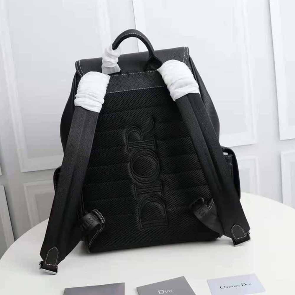 CHRISTIAN DIOR || Saddle Backpack Black Dior Oblique Jacquard and Grained Calfskin