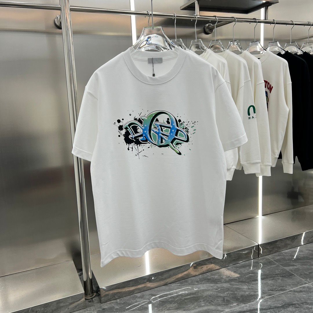 CHRISTIAN DIOR || Graffiti White Colour With Front Logo Printed Tshirt